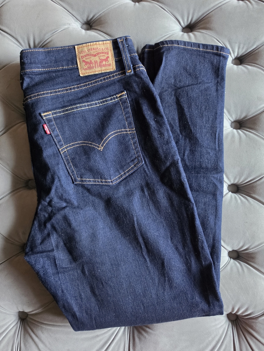 Levi's 721 High Rise Skinny Jeans Cast Shadows Dark Wash Blue Sz 33x30 - Picture 6 of 11